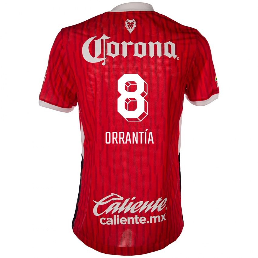 Bambino Maglia Carlos Orrantía #8 Rosso Bianco Kit Gara Home 2024/25 Maglietta