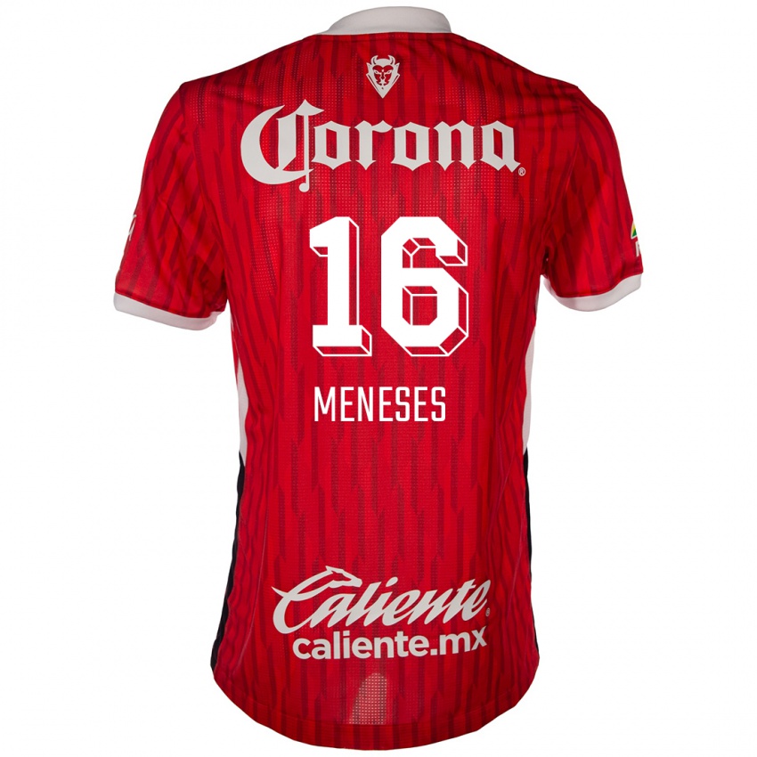 Bambino Maglia Jean Meneses #16 Rosso Bianco Kit Gara Home 2024/25 Maglietta