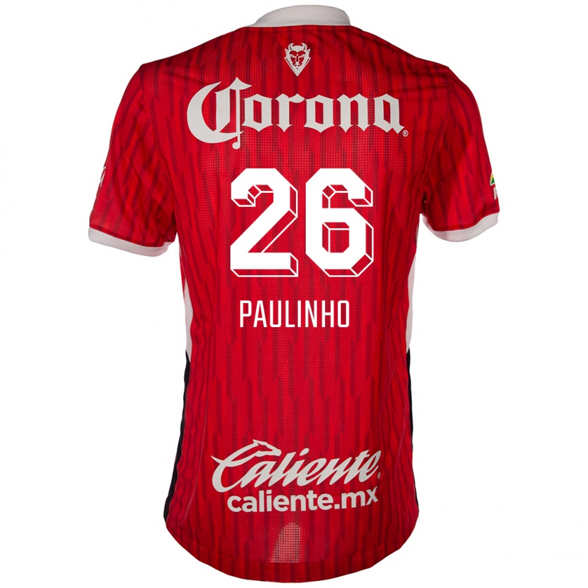 Bambino Maglia Paulinho #26 Rosso Bianco Kit Gara Home 2024/25 Maglietta