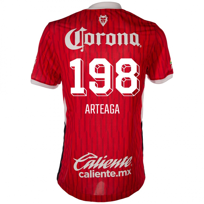 Bambino Maglia Víctor Arteaga #198 Rosso Bianco Kit Gara Home 2024/25 Maglietta