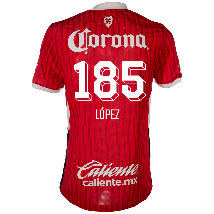 Bambino Maglia David López #185 Rosso Bianco Kit Gara Home 2024/25 Maglietta