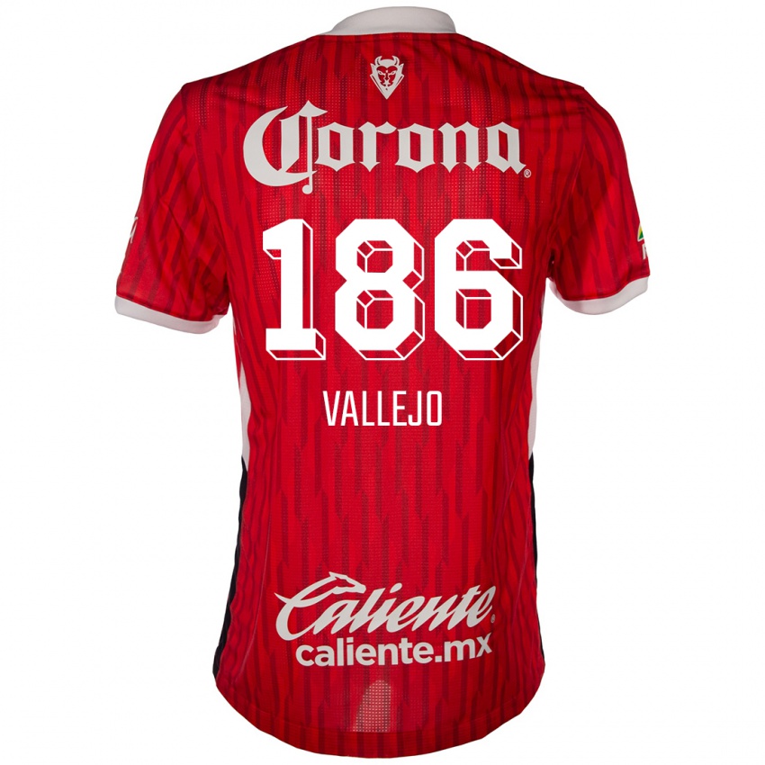 Bambino Maglia Saúl Vallejo #186 Rosso Bianco Kit Gara Home 2024/25 Maglietta