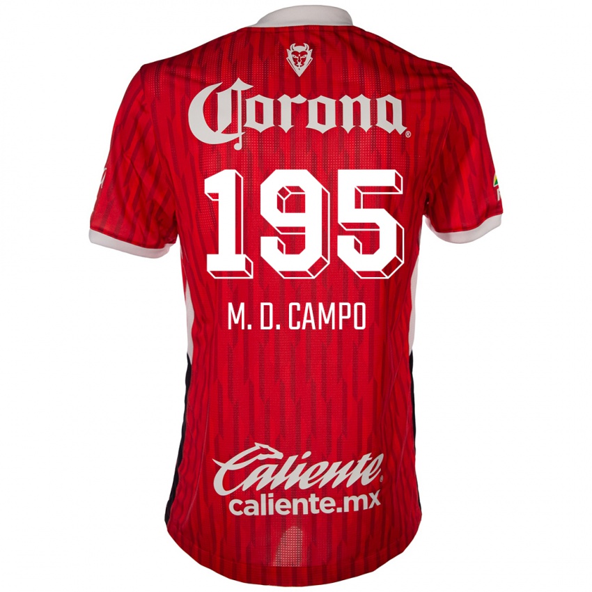 Bambino Maglia Arturo Martín Del Campo #195 Rosso Bianco Kit Gara Home 2024/25 Maglietta