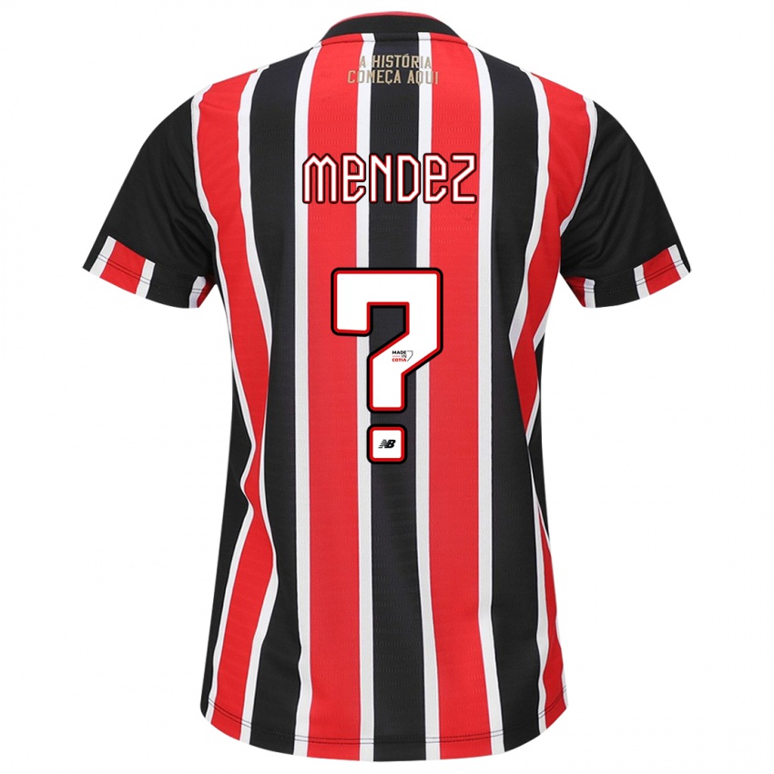 Bambino Maglia Jhegson Méndez #0 Nero Rosso Bianco Kit Gara Away 2024/25 Maglietta