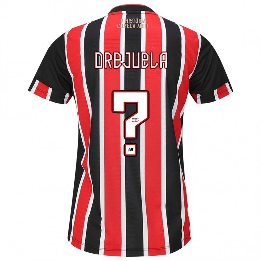 Bambino Maglia Luis Orejuela #0 Nero Rosso Bianco Kit Gara Away 2024/25 Maglietta