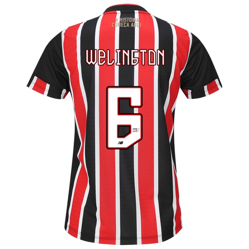 Bambino Maglia Welington #6 Nero Rosso Bianco Kit Gara Away 2024/25 Maglietta