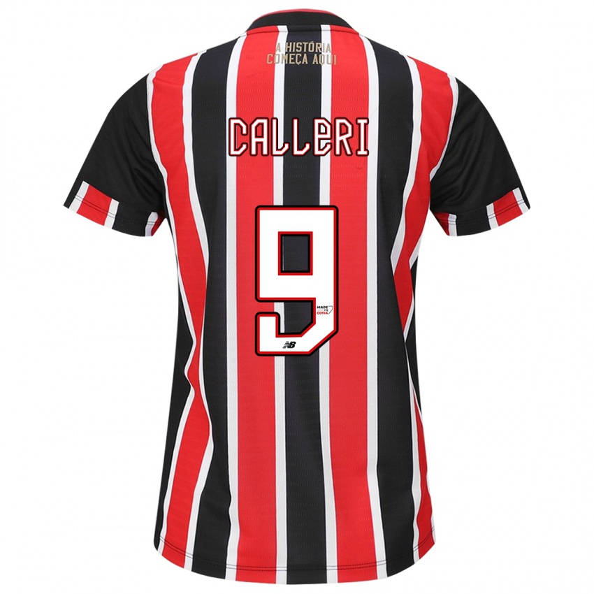 Bambino Maglia Jonathan Calleri #9 Nero Rosso Bianco Kit Gara Away 2024/25 Maglietta