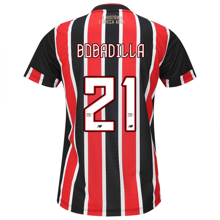 Bambino Maglia Damián Bobadilla #21 Nero Rosso Bianco Kit Gara Away 2024/25 Maglietta