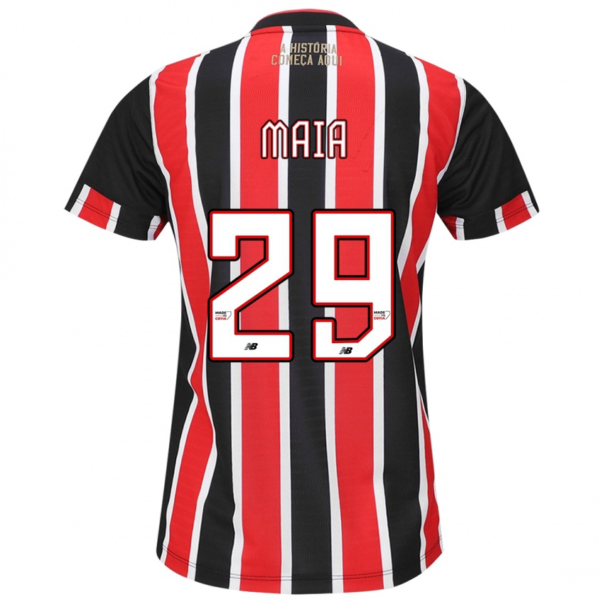 Bambino Maglia Pablo Maia #29 Nero Rosso Bianco Kit Gara Away 2024/25 Maglietta