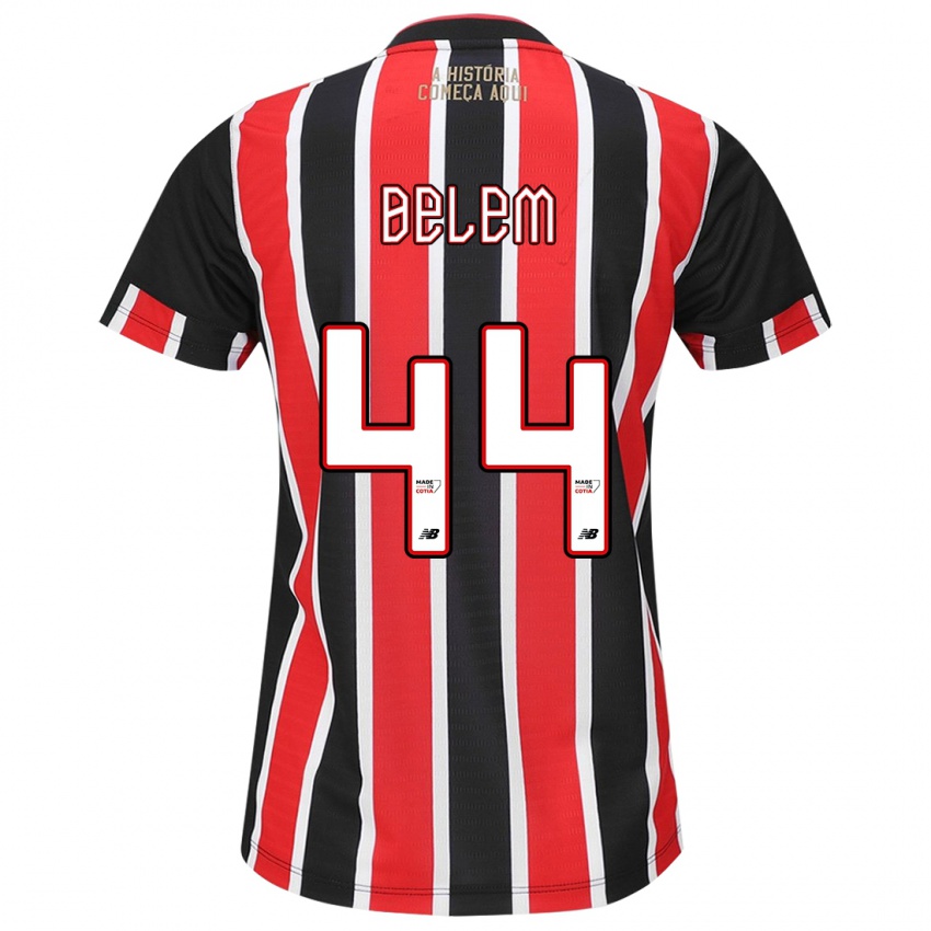 Bambino Maglia Matheus Belém #44 Nero Rosso Bianco Kit Gara Away 2024/25 Maglietta