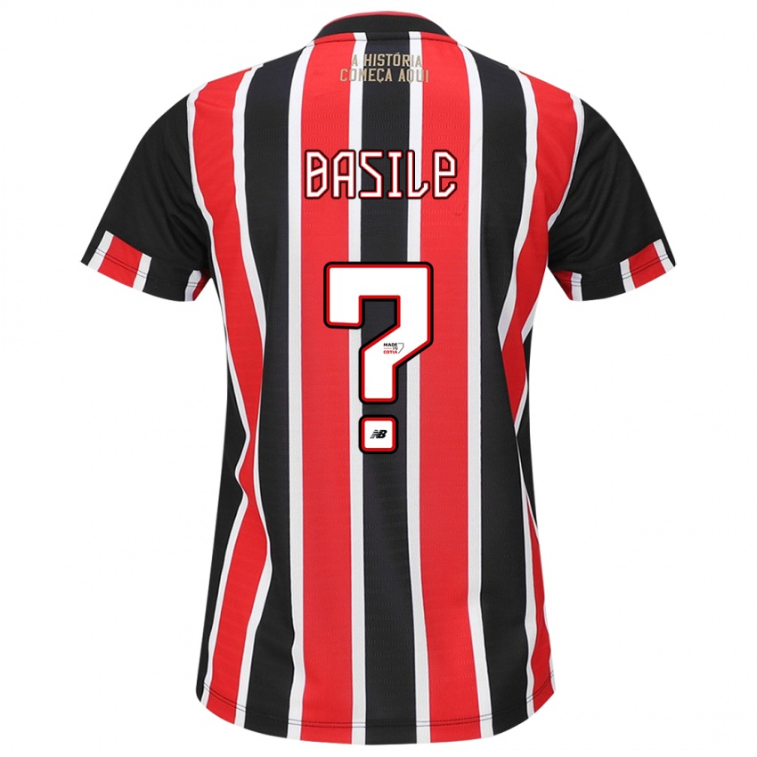 Bambino Maglia Basile #0 Nero Rosso Bianco Kit Gara Away 2024/25 Maglietta