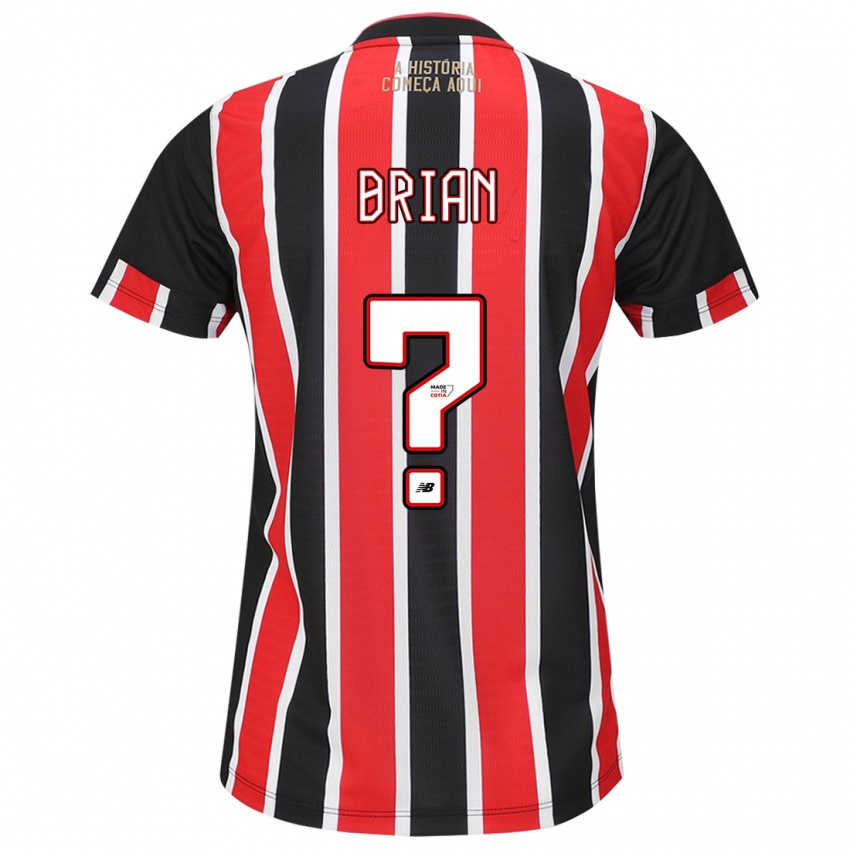 Bambino Maglia Brian #0 Nero Rosso Bianco Kit Gara Away 2024/25 Maglietta