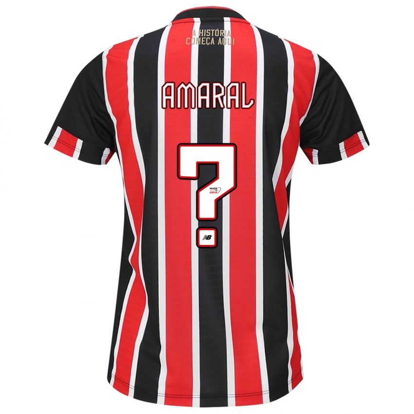 Bambino Maglia Mateus Amaral #0 Nero Rosso Bianco Kit Gara Away 2024/25 Maglietta