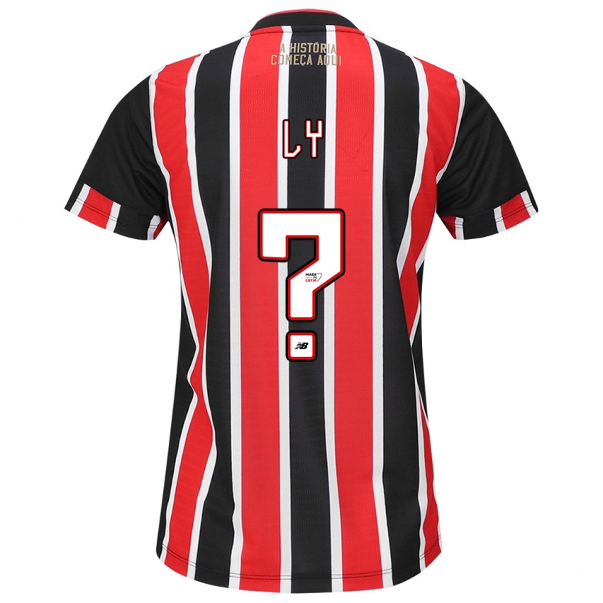 Bambino Maglia Iba Ly #0 Nero Rosso Bianco Kit Gara Away 2024/25 Maglietta