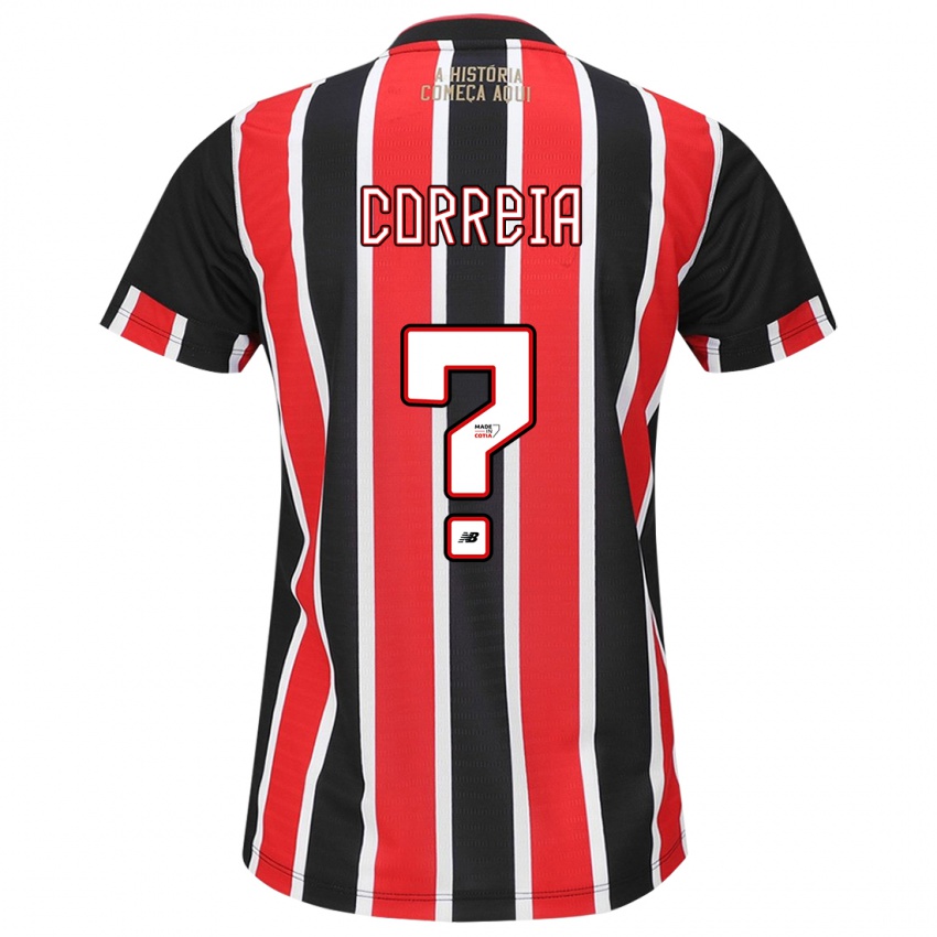 Bambino Maglia Arthur Correia #0 Nero Rosso Bianco Kit Gara Away 2024/25 Maglietta