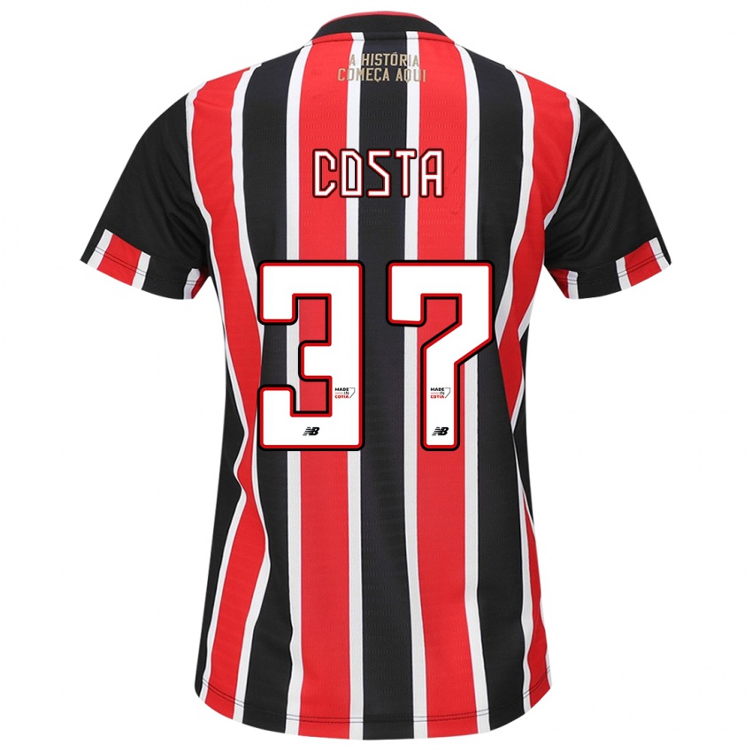 Bambino Maglia Talles Costa #37 Nero Rosso Bianco Kit Gara Away 2024/25 Maglietta