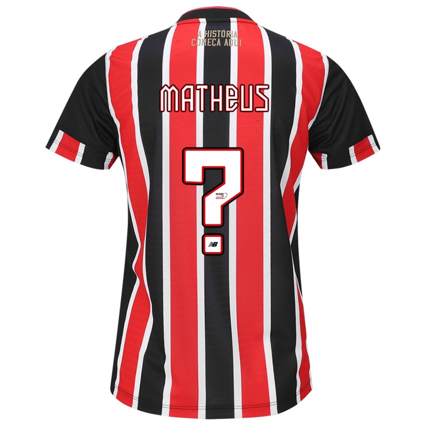 Bambino Maglia Guilherme Matheus #0 Nero Rosso Bianco Kit Gara Away 2024/25 Maglietta