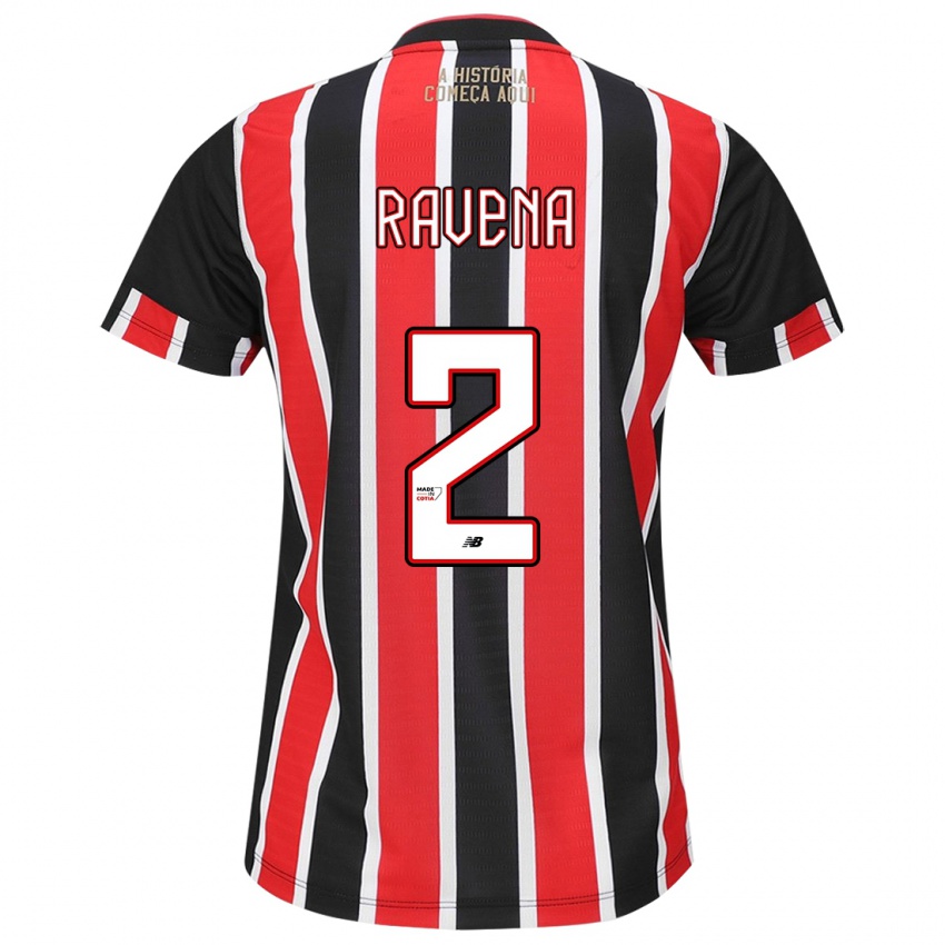 Bambino Maglia Ravena #2 Nero Rosso Bianco Kit Gara Away 2024/25 Maglietta