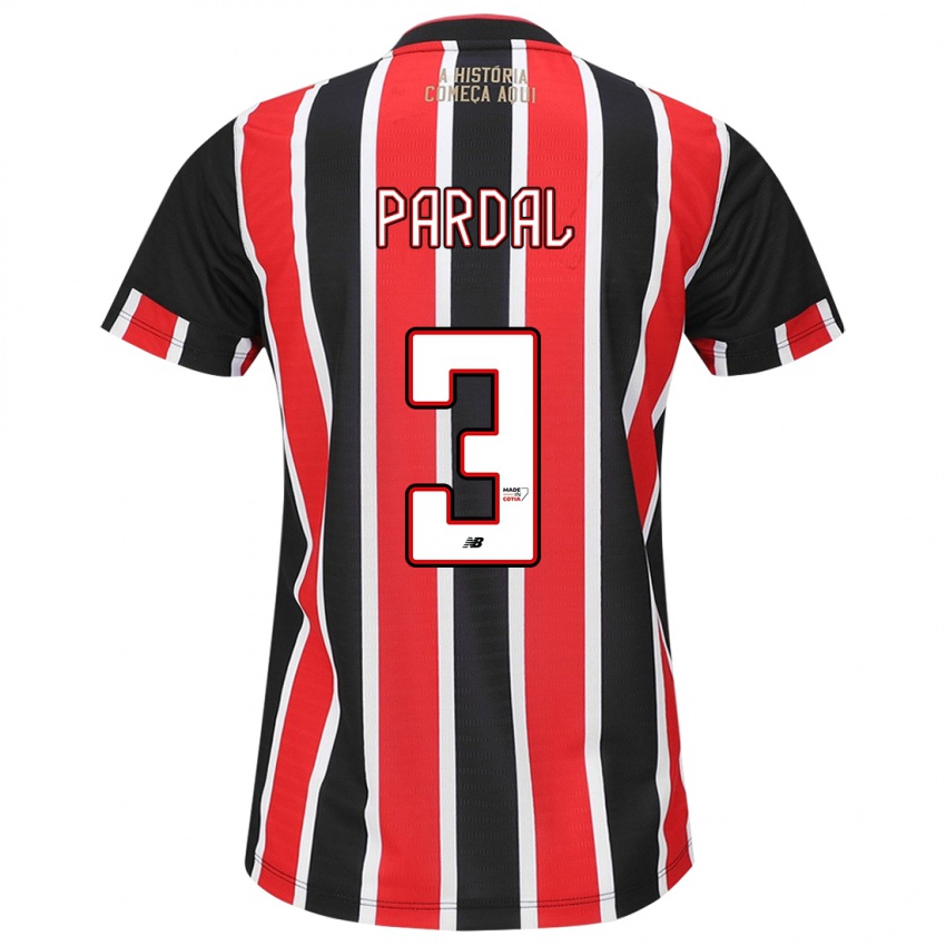 Bambino Maglia Pardal #3 Nero Rosso Bianco Kit Gara Away 2024/25 Maglietta