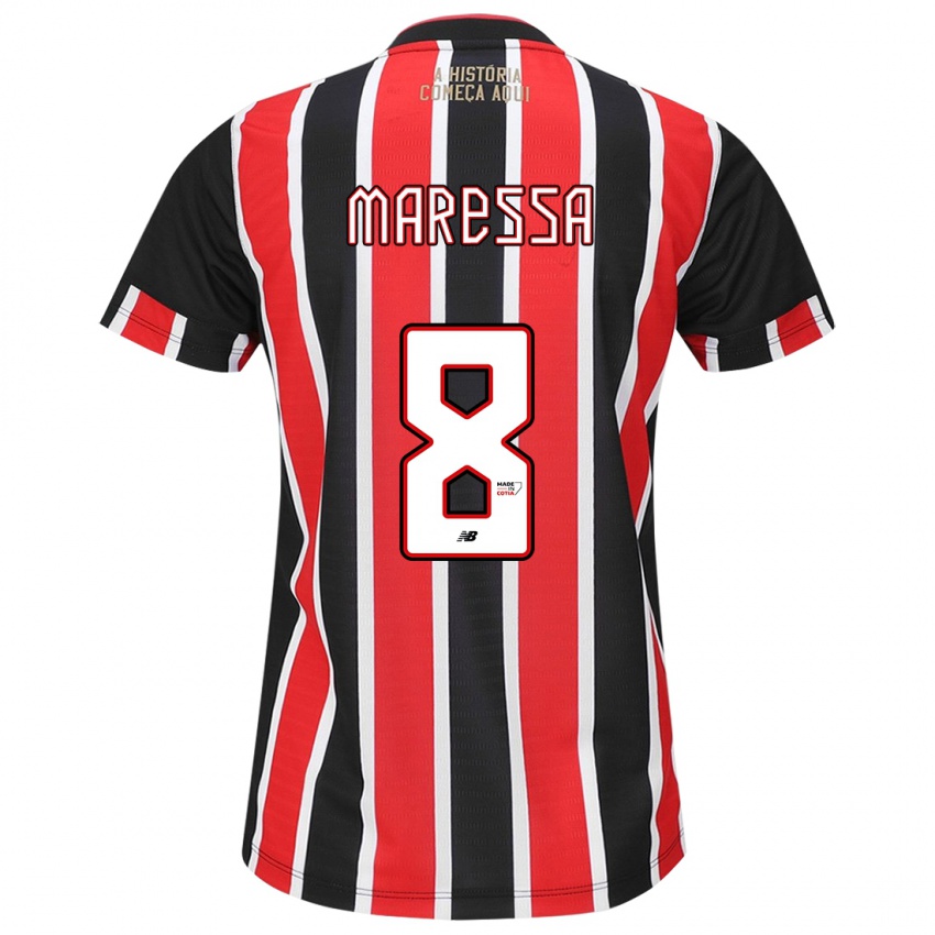 Bambino Maglia Maressa #8 Nero Rosso Bianco Kit Gara Away 2024/25 Maglietta