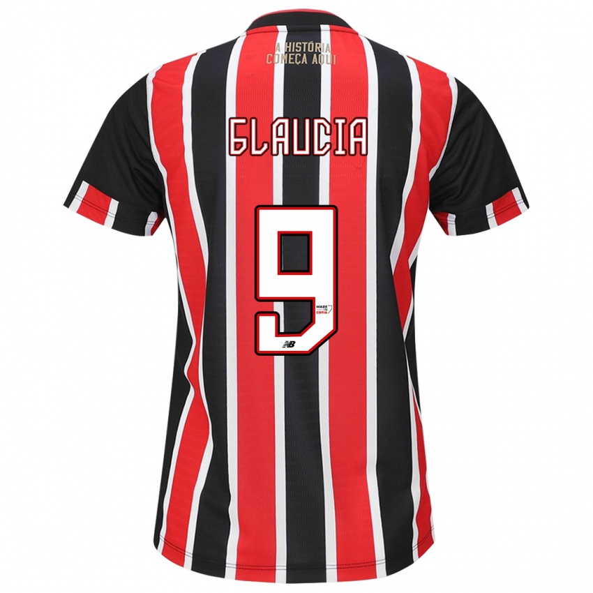 Bambino Maglia Glaucia #9 Nero Rosso Bianco Kit Gara Away 2024/25 Maglietta