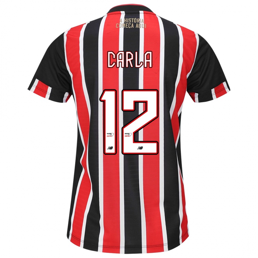 Bambino Maglia Carla Maria Da Silva #12 Nero Rosso Bianco Kit Gara Away 2024/25 Maglietta