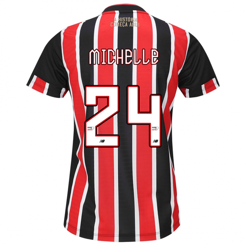 Bambino Maglia Michelle #24 Nero Rosso Bianco Kit Gara Away 2024/25 Maglietta