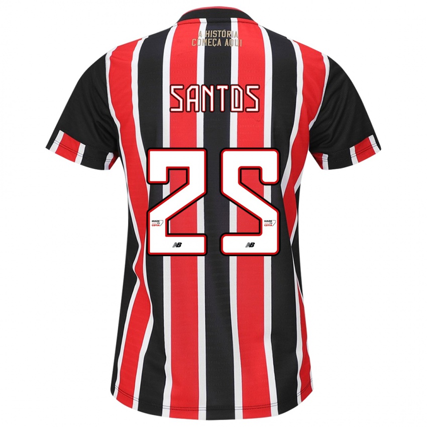 Bambino Maglia Mariana Santos #25 Nero Rosso Bianco Kit Gara Away 2024/25 Maglietta