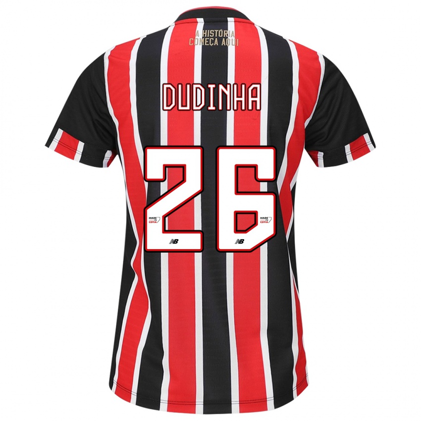 Bambino Maglia Dudinha #26 Nero Rosso Bianco Kit Gara Away 2024/25 Maglietta