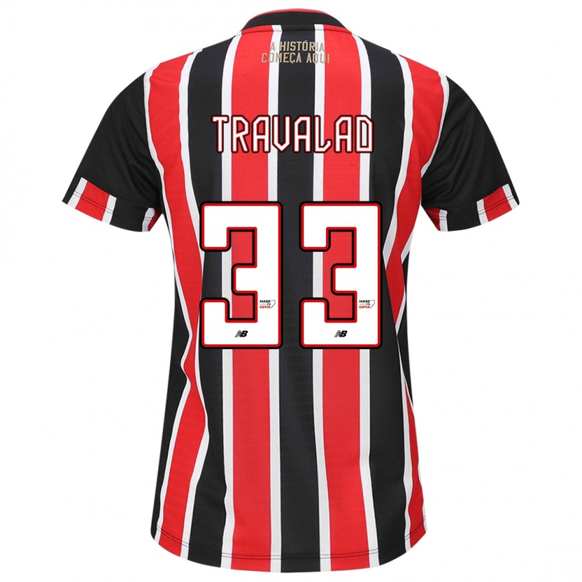 Bambino Maglia Rafa Travalão #33 Nero Rosso Bianco Kit Gara Away 2024/25 Maglietta