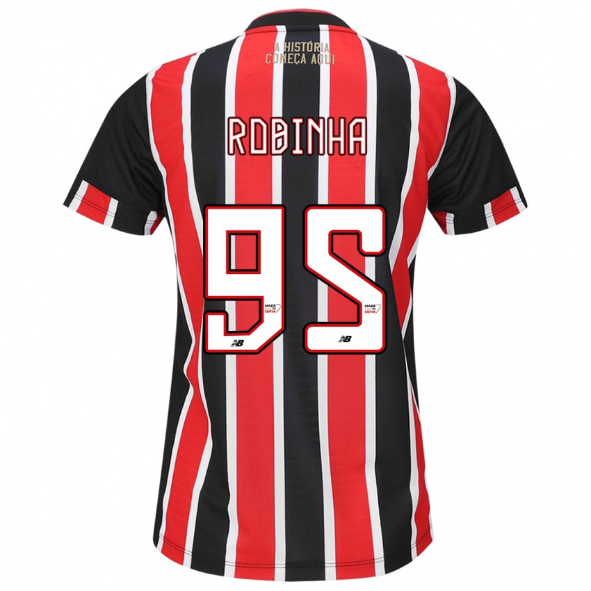 Bambino Maglia Robinha #95 Nero Rosso Bianco Kit Gara Away 2024/25 Maglietta