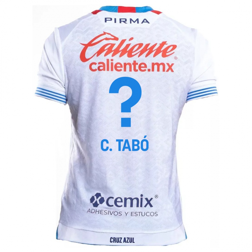 Bambino Maglia Christian Tabó #0 Bianco Blu Kit Gara Away 2024/25 Maglietta