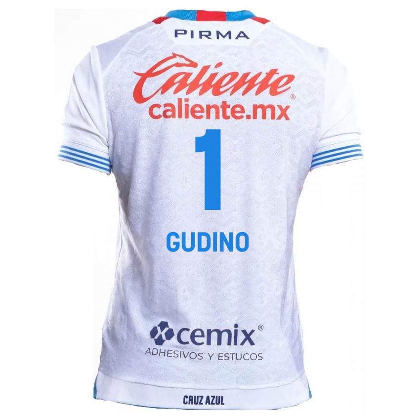 Bambino Maglia Andres Gudino #1 Bianco Blu Kit Gara Away 2024/25 Maglietta