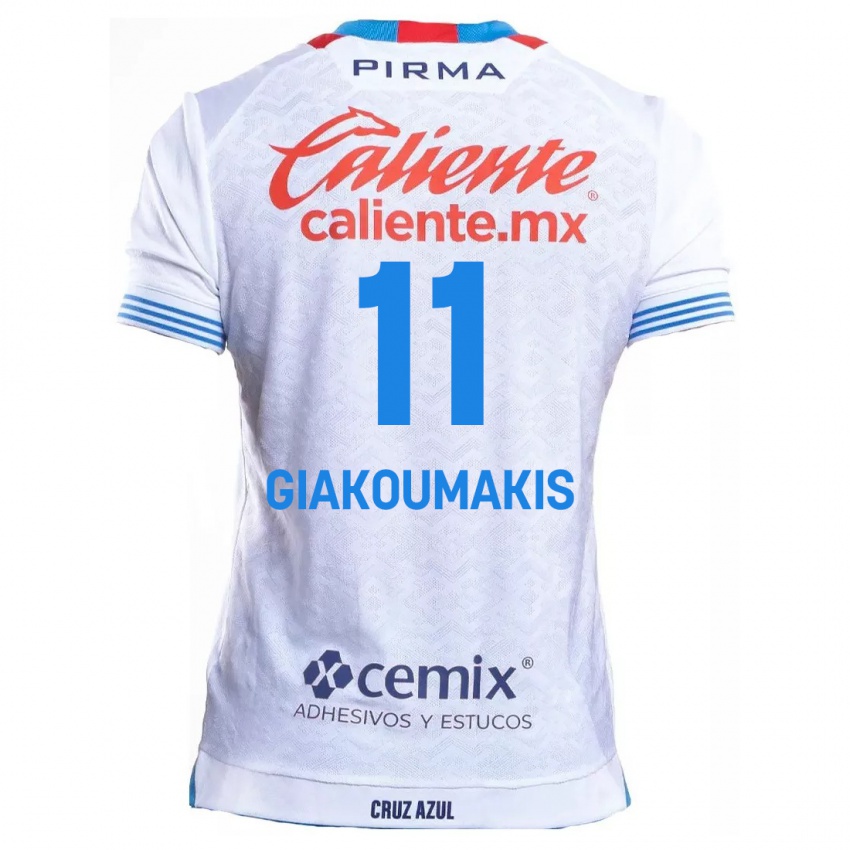 Bambino Maglia Georgios Giakoumakis #11 Bianco Blu Kit Gara Away 2024/25 Maglietta