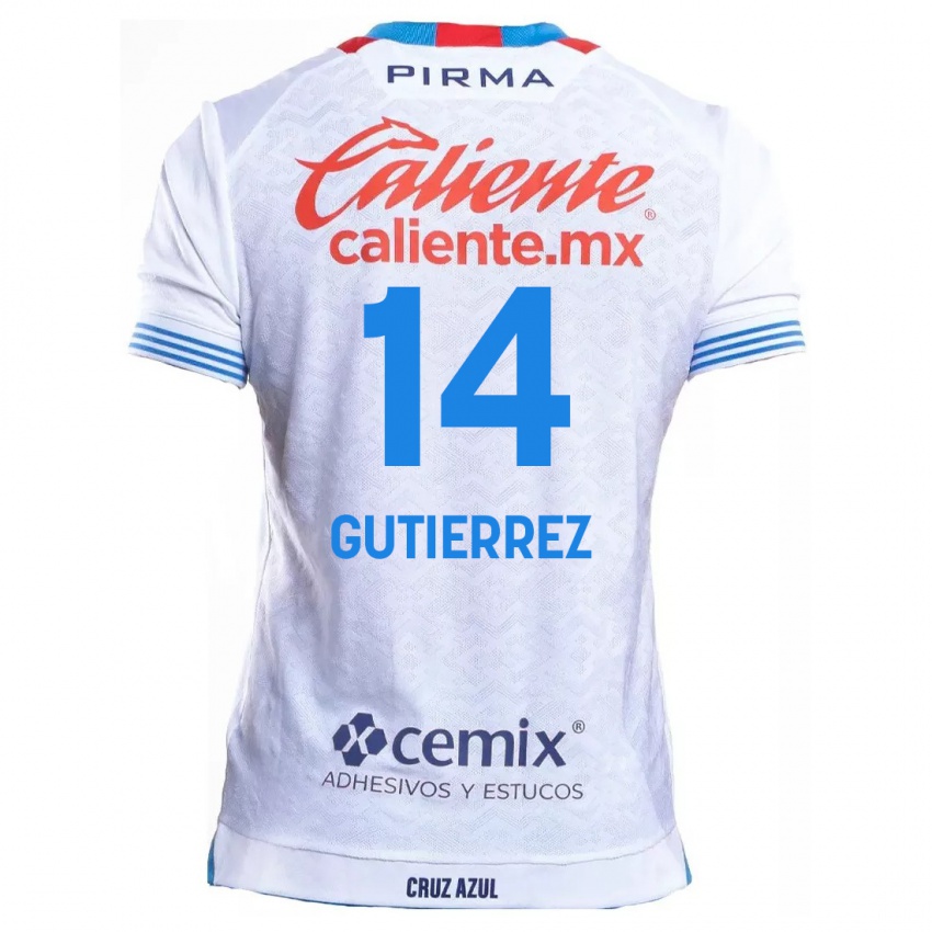 Bambino Maglia Alexis Gutierrez #14 Bianco Blu Kit Gara Away 2024/25 Maglietta