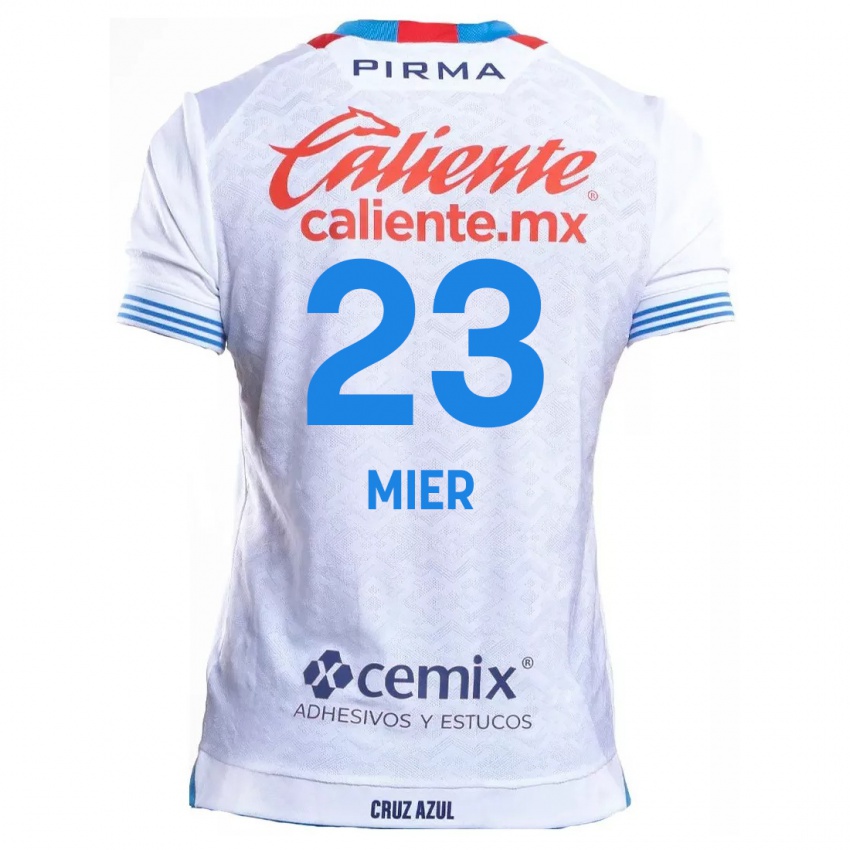 Bambino Maglia Kevin Mier #23 Bianco Blu Kit Gara Away 2024/25 Maglietta