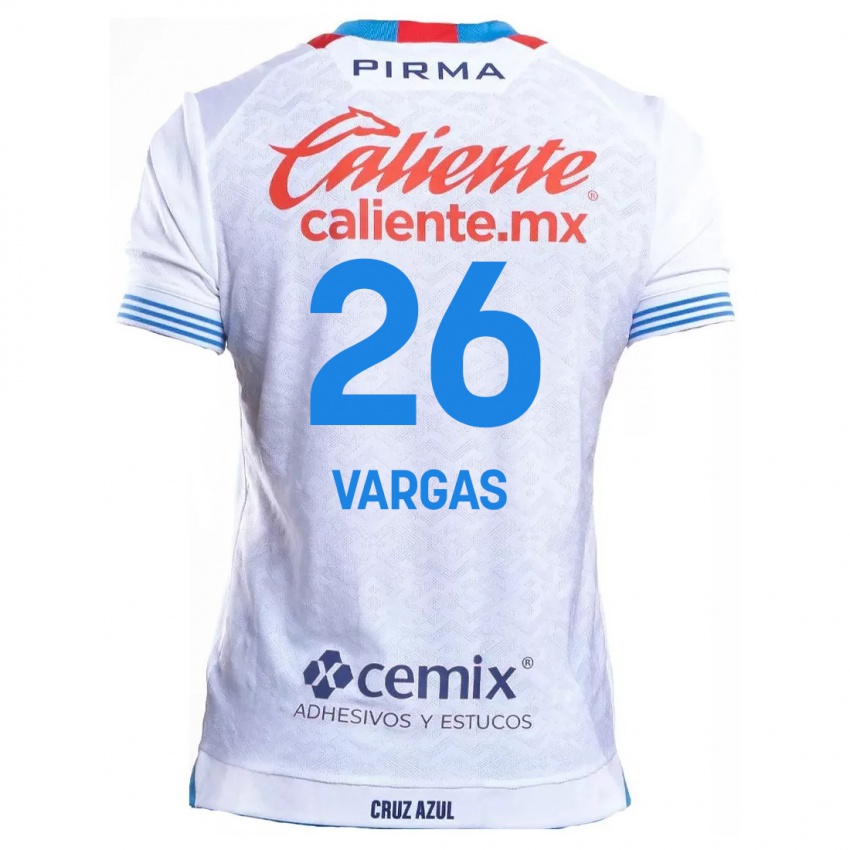 Bambino Maglia Carlos Vargas #26 Bianco Blu Kit Gara Away 2024/25 Maglietta