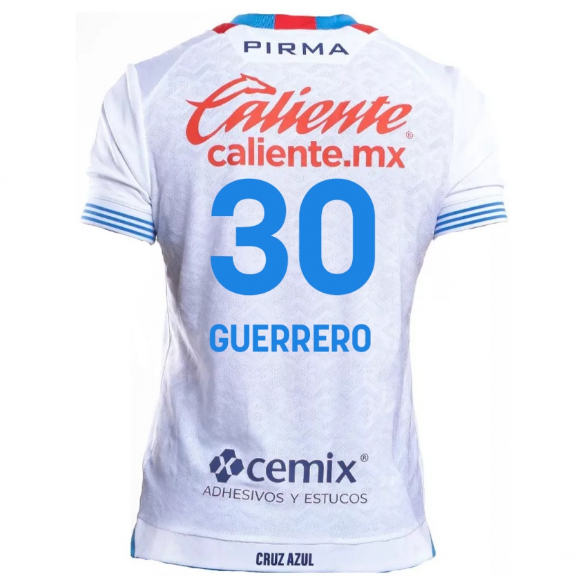 Bambino Maglia Rafael Guerrero #30 Bianco Blu Kit Gara Away 2024/25 Maglietta