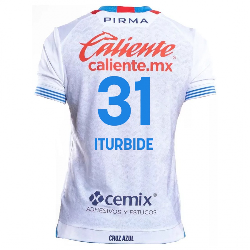 Bambino Maglia Luis Iturbide #31 Bianco Blu Kit Gara Away 2024/25 Maglietta