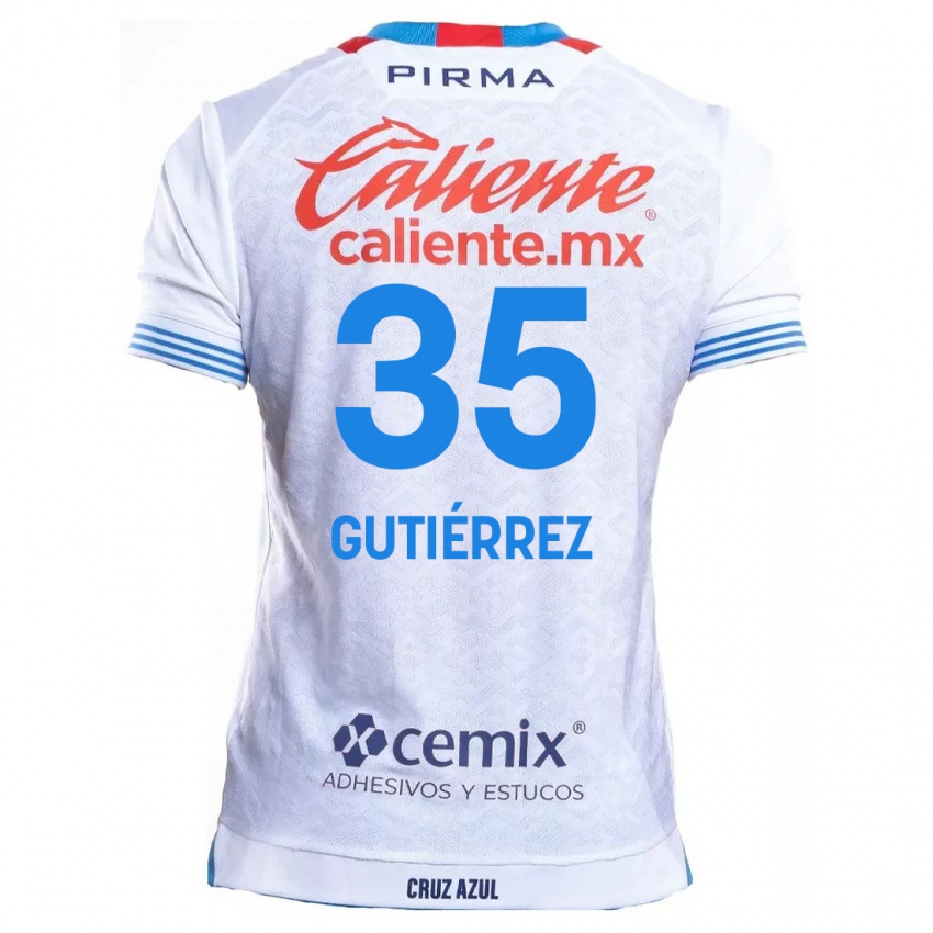 Bambino Maglia Luis Gutiérrez #35 Bianco Blu Kit Gara Away 2024/25 Maglietta