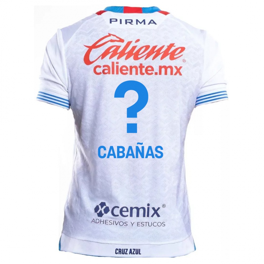 Bambino Maglia Alfredo Cabañas #0 Bianco Blu Kit Gara Away 2024/25 Maglietta