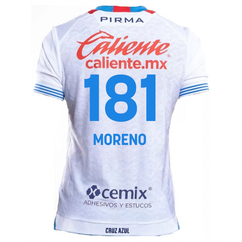 Bambino Maglia Roberto Moreno #181 Bianco Blu Kit Gara Away 2024/25 Maglietta