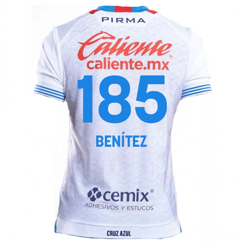 Bambino Maglia Cristopher Benitez #185 Bianco Blu Kit Gara Away 2024/25 Maglietta