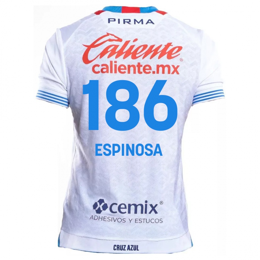 Bambino Maglia Brandón Espinosa #186 Bianco Blu Kit Gara Away 2024/25 Maglietta