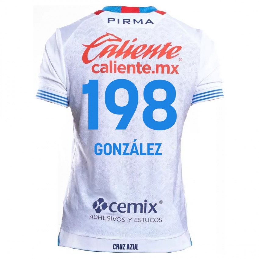 Bambino Maglia Kenneth González #198 Bianco Blu Kit Gara Away 2024/25 Maglietta