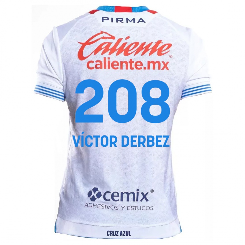 Bambino Maglia Louis Víctor Derbez #208 Bianco Blu Kit Gara Away 2024/25 Maglietta