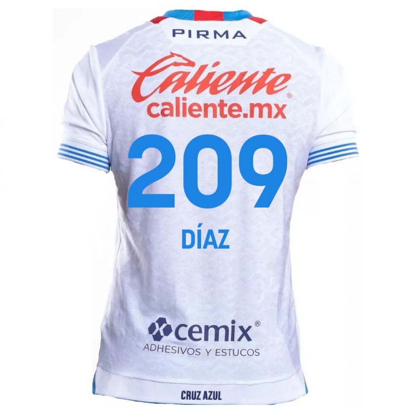 Bambino Maglia Josué Díaz #209 Bianco Blu Kit Gara Away 2024/25 Maglietta