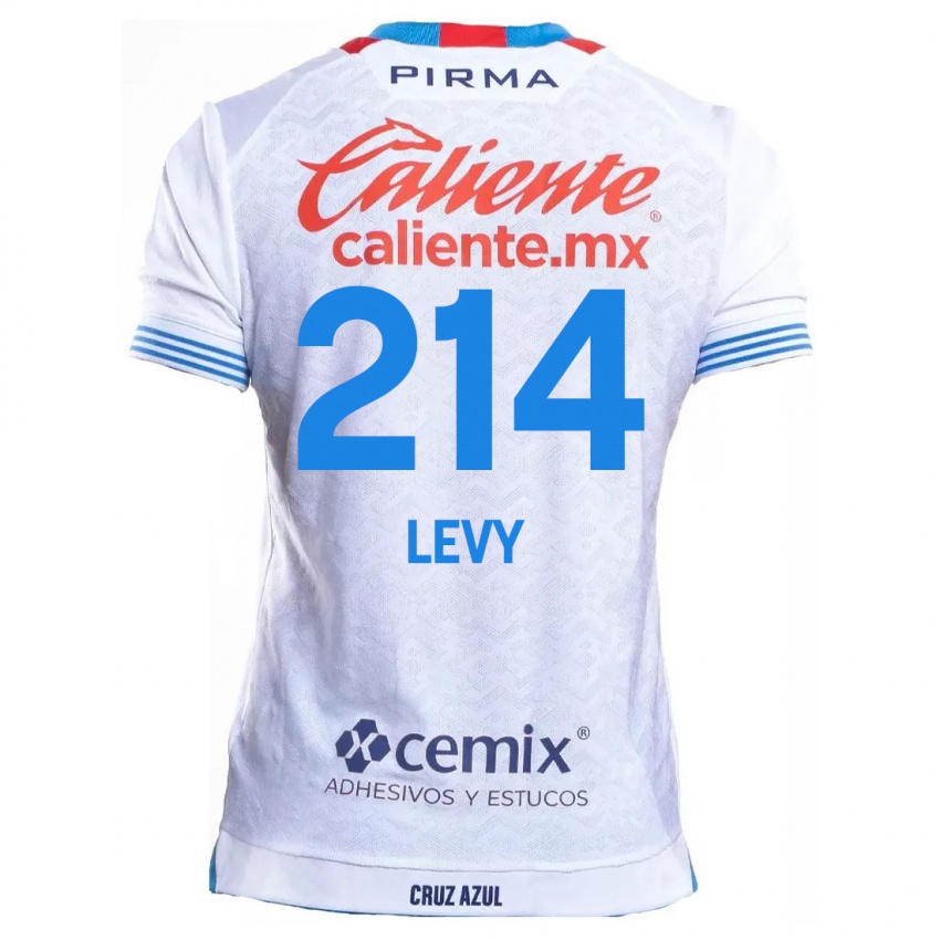 Bambino Maglia Mateo Levy #214 Bianco Blu Kit Gara Away 2024/25 Maglietta