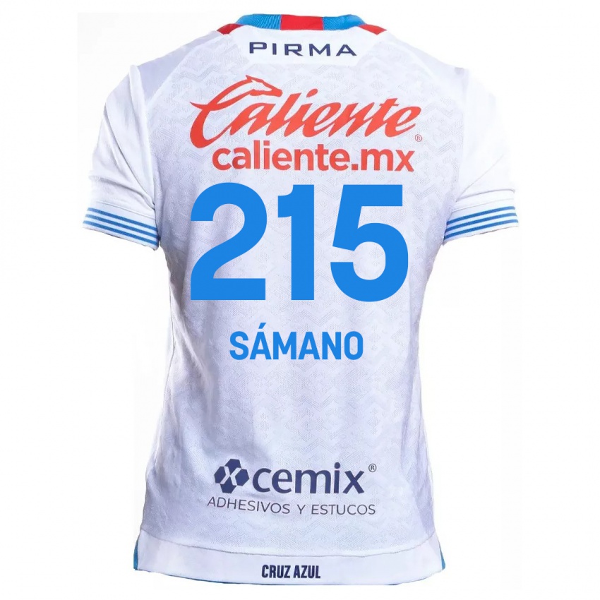 Bambino Maglia Fernando Sámano #215 Bianco Blu Kit Gara Away 2024/25 Maglietta