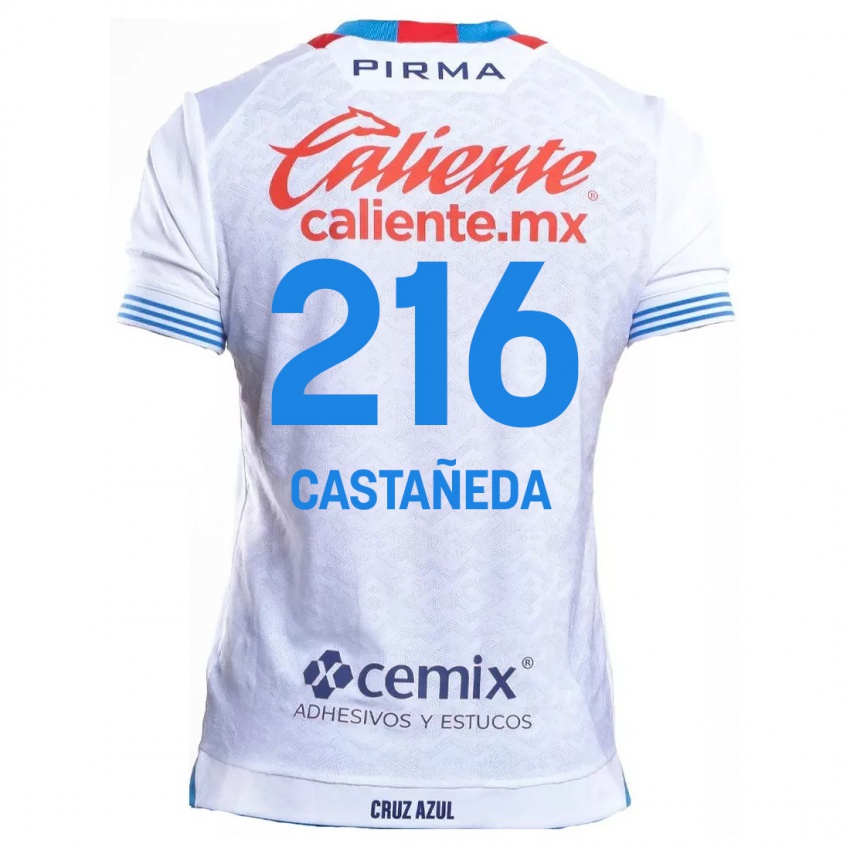 Bambino Maglia Ian Castañeda #216 Bianco Blu Kit Gara Away 2024/25 Maglietta